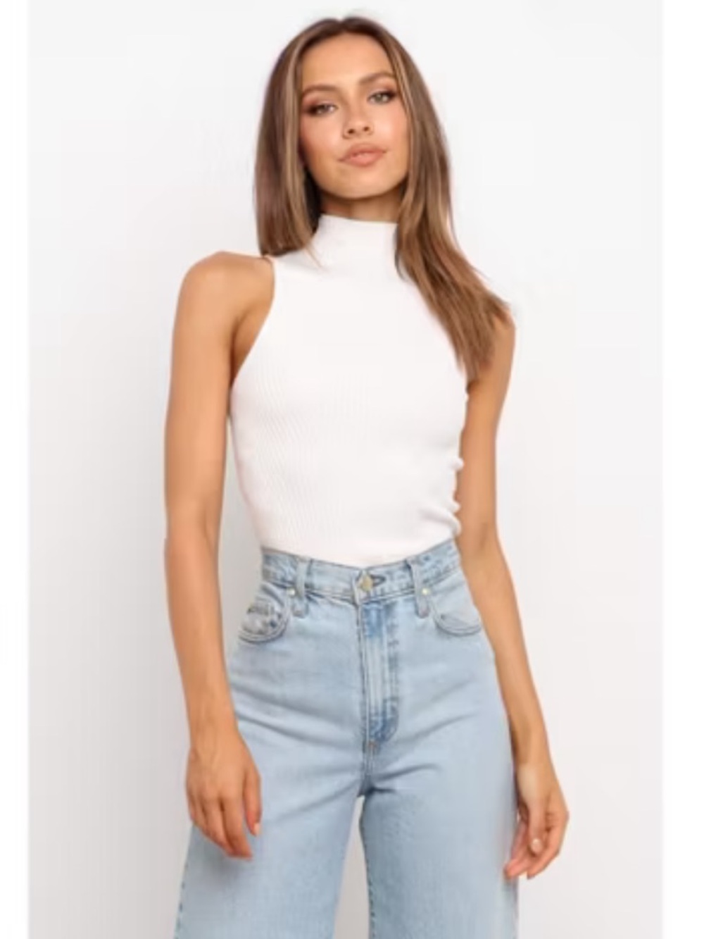 Bundle of 3 Mock Neck Sleeveless Ribbed High-Neck Bodysuit